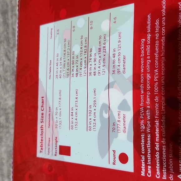 HOLIDAY TIME GRAPHIC VINYL TABLECLOTHS SET-OF-3 ROUND & RECTANGLE BUNDLE - Picture 13 of 15